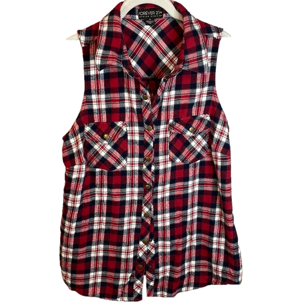 Forever 21 Red Plaid Button Down Shirt
